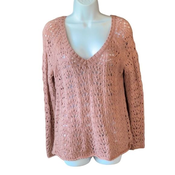 American Eagle Outfitters Open Knit Sweater Blush Pink Size S - Picture 1 of 3